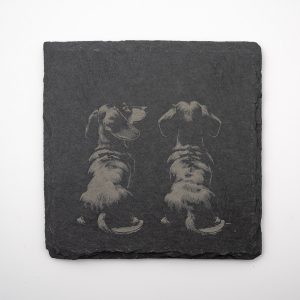 Schiefer-Untersetzer „Dackelliebe“ – 2er Set