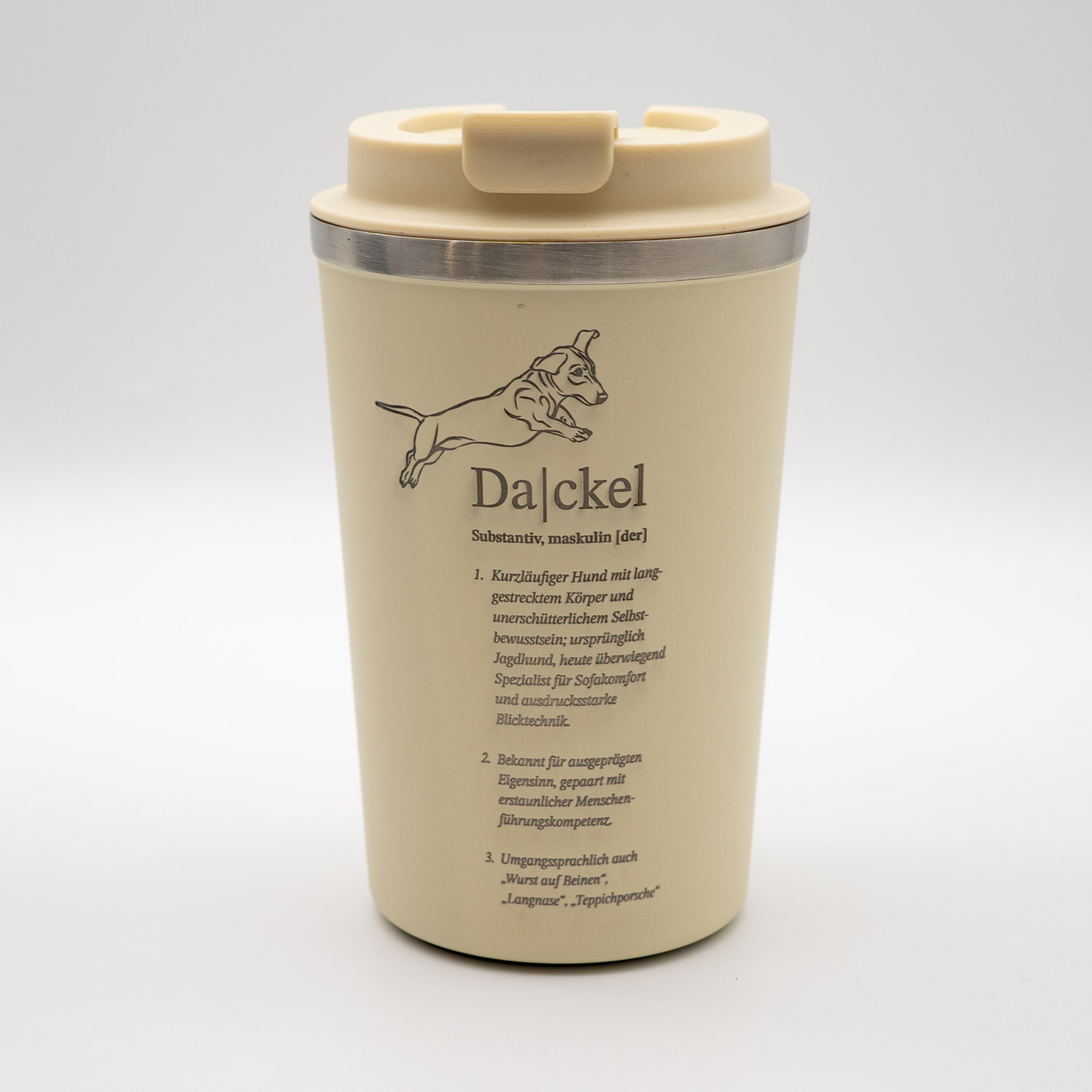 Thermobecher "Dackel" - creme